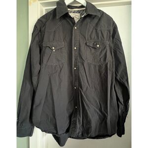 Topo Ranch Pearl Snap Black Western Cowboy Shirt Organic Cotton Men's Large